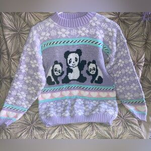 Vintage - Adele - Lavender Panda Sweater - Kawaii